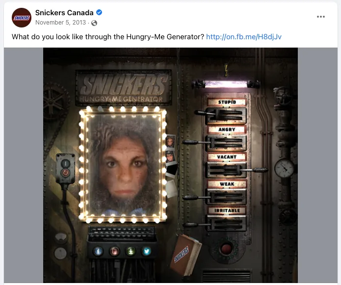 Snickers Canada Hungry-Me Generator social media campaign
